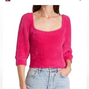 Free people moonbeam pullover sweater with deep neckline raspberry size S